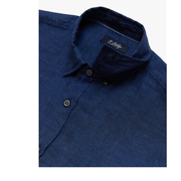 NWT 34 Heritage Linen Short Sleeve Shirt indigo blue - Picture 4 of 4